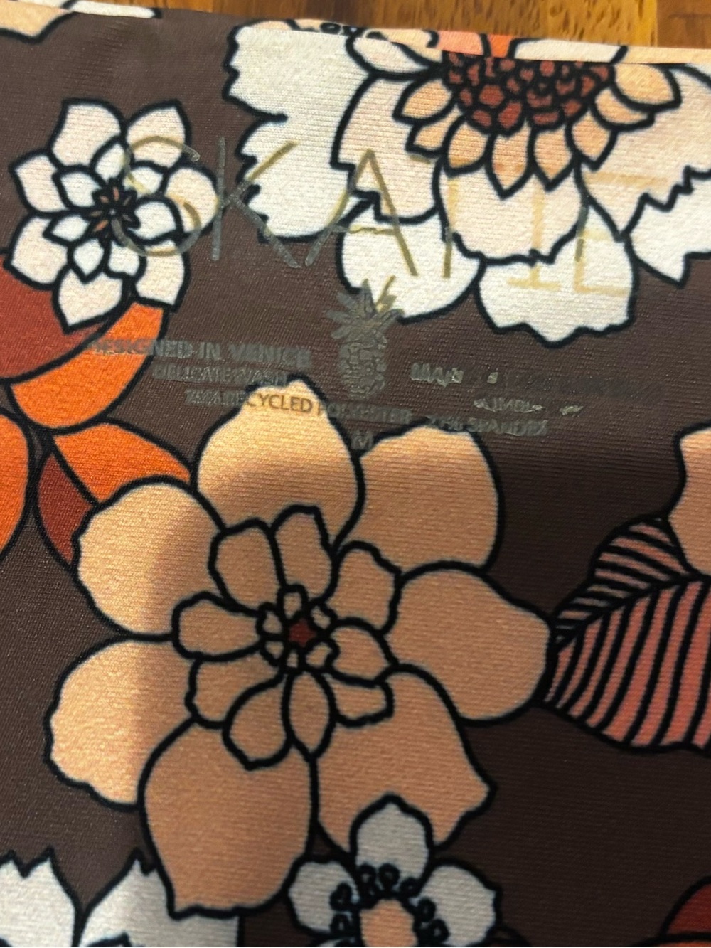 SKATIE Bikini Swimsuit Set Retro Floral Two-Piece Bikini Brown, Cream & Orange M - Picture 3 of 11